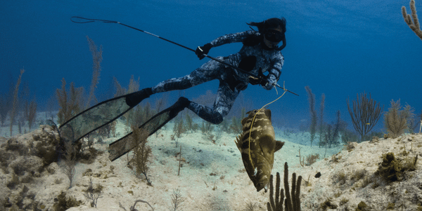 Kimi Werner using RIFFE Carbon Fiber Pole Spear Bahamas Primitive Spearfishing Extended Breakaway
